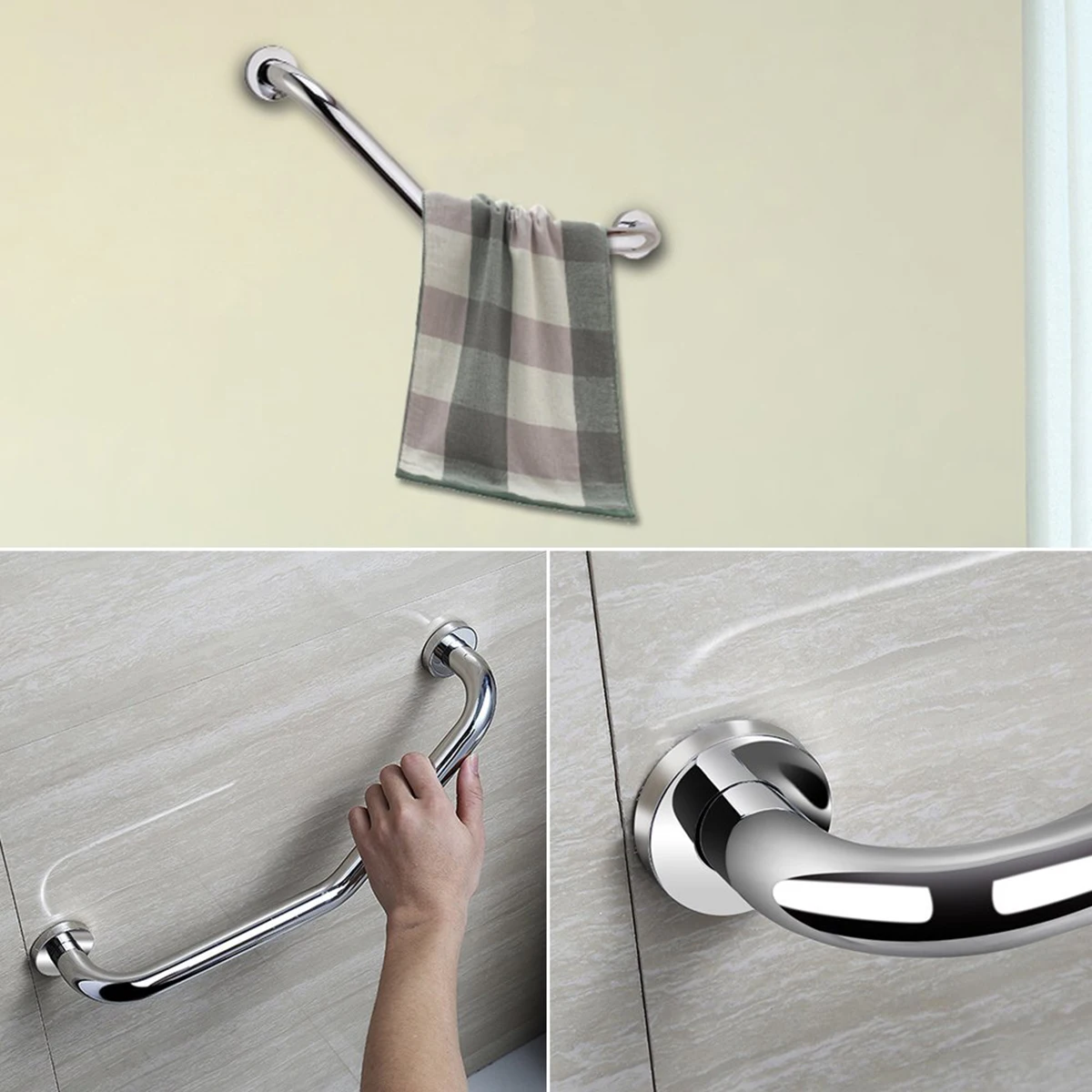 

Stainless Steel Anti-Slip Bath Handgrip Grab Bar Bathroom Shower Elderly Safety Handle Durable Secure Support Bathroom Grab Bar