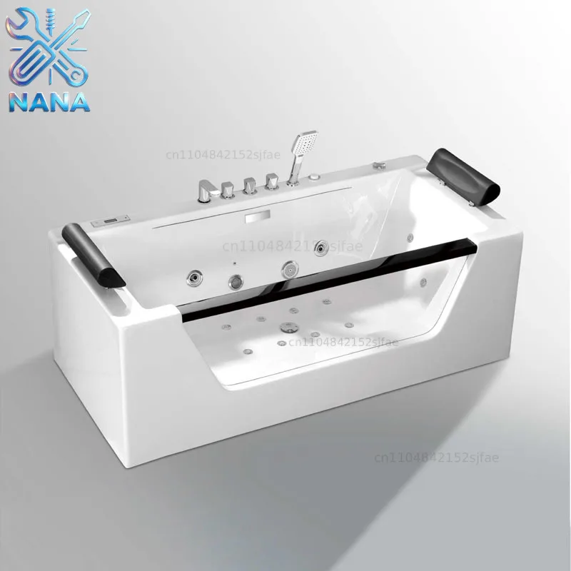 Acrylic Freestanding Hot Tub Jacuzzi Spa with Whirlpool Massage Bathroom Accessories Drainer Luxury Modern Design