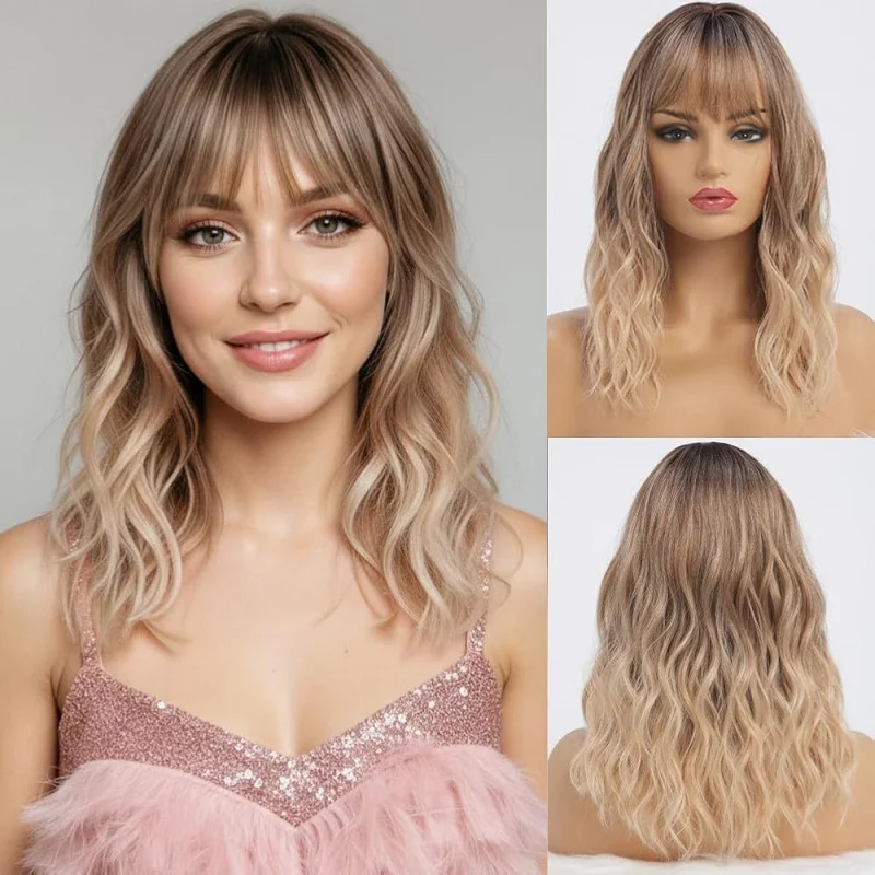New European and American style women's long curly synthetic wigs in various colors