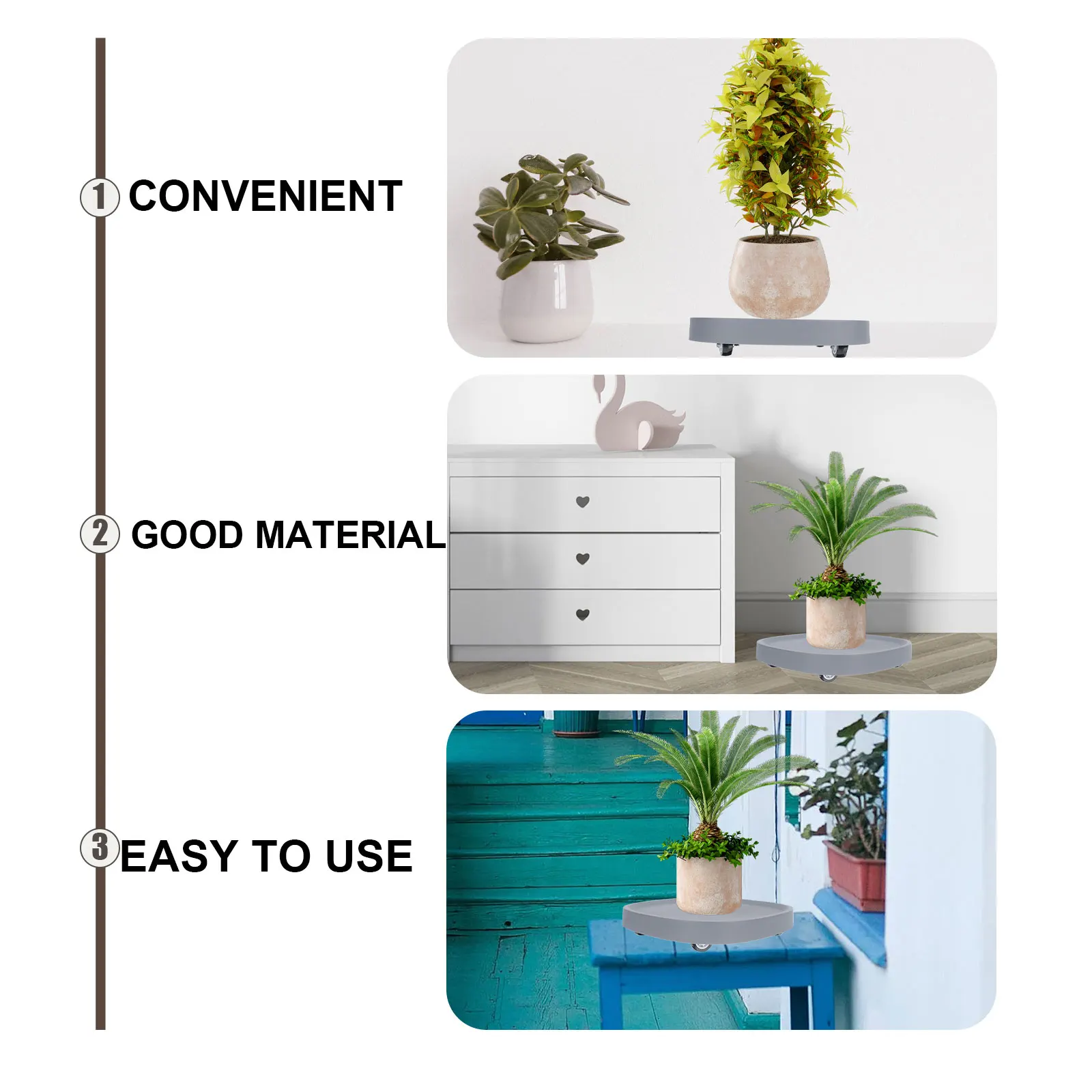 

Universal Wheel Flower Pot Base Thickened Rack Stand Moving Tray Movable Holder Plant Pot Large Capacity Durable Plastic Garden