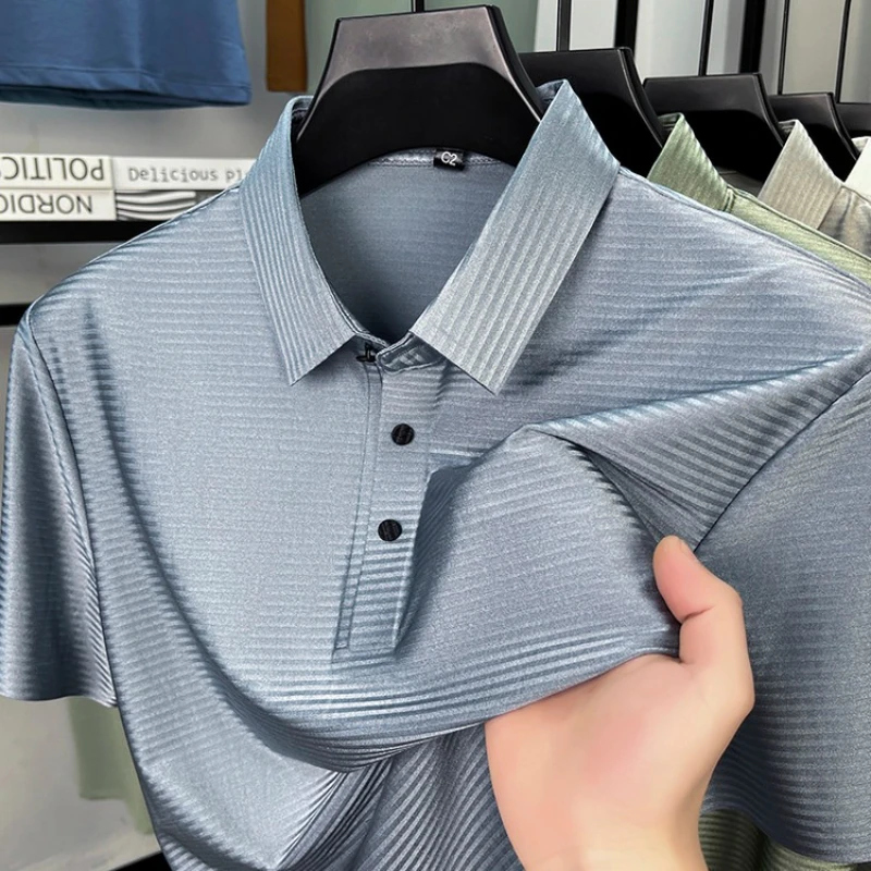 Men's Slim-Fit Stretch Polo Shirt - Seamless Design & Silk-Like Softness, Breathable Quick-Dry Fabric (6 Trendy
