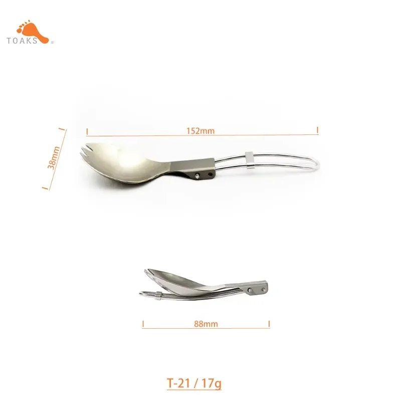 TOAKS CUP-375 & T-21 Pure Titanium Outdoor Camping Equipment Foldable Spork Hiking Picnic Household Dualable Use 375ml Mug