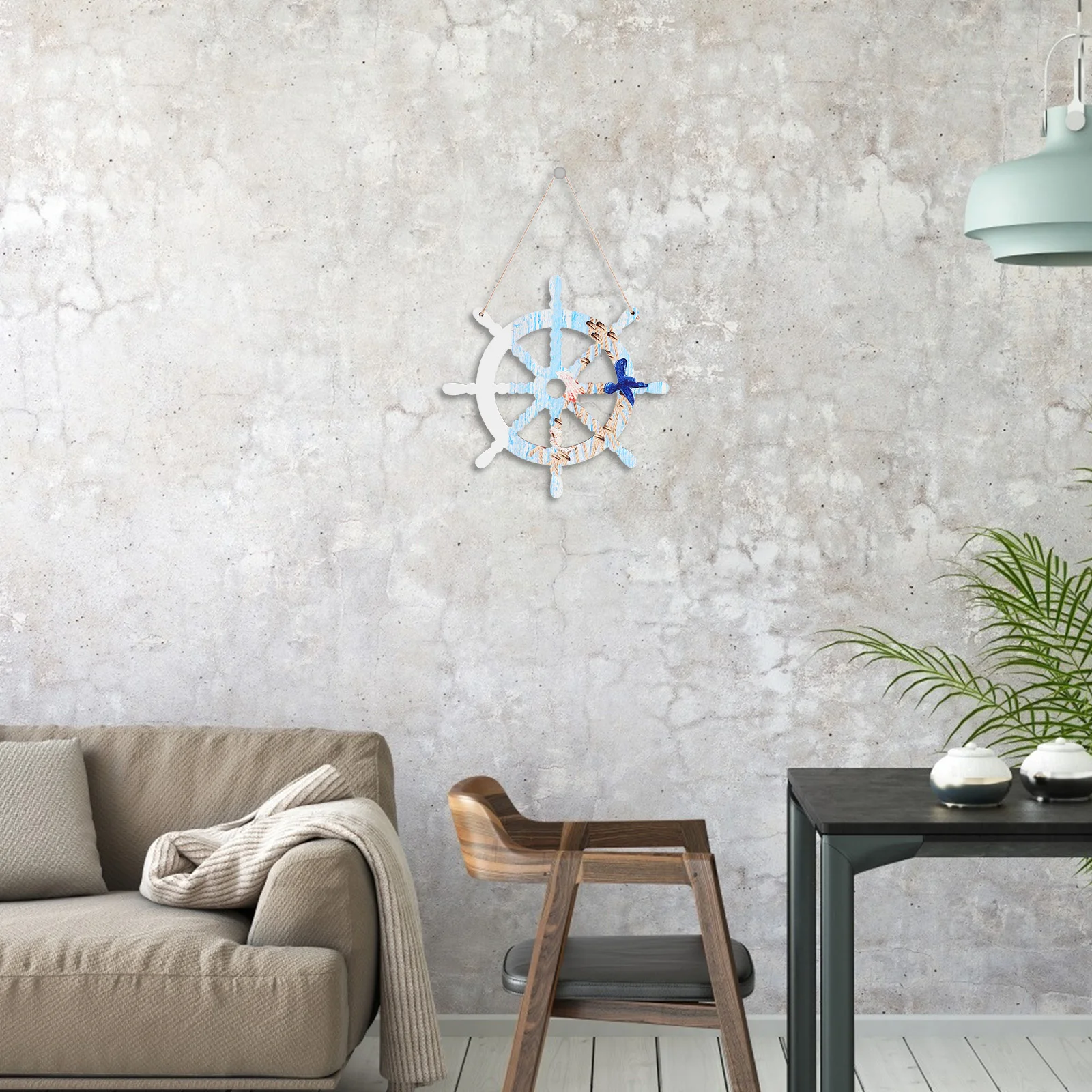 

Wooden Rudder Wall Ornament Mediterranean Style Hanging Decor For Home Living Room Bedroom Wall Hanging Craft Nautical