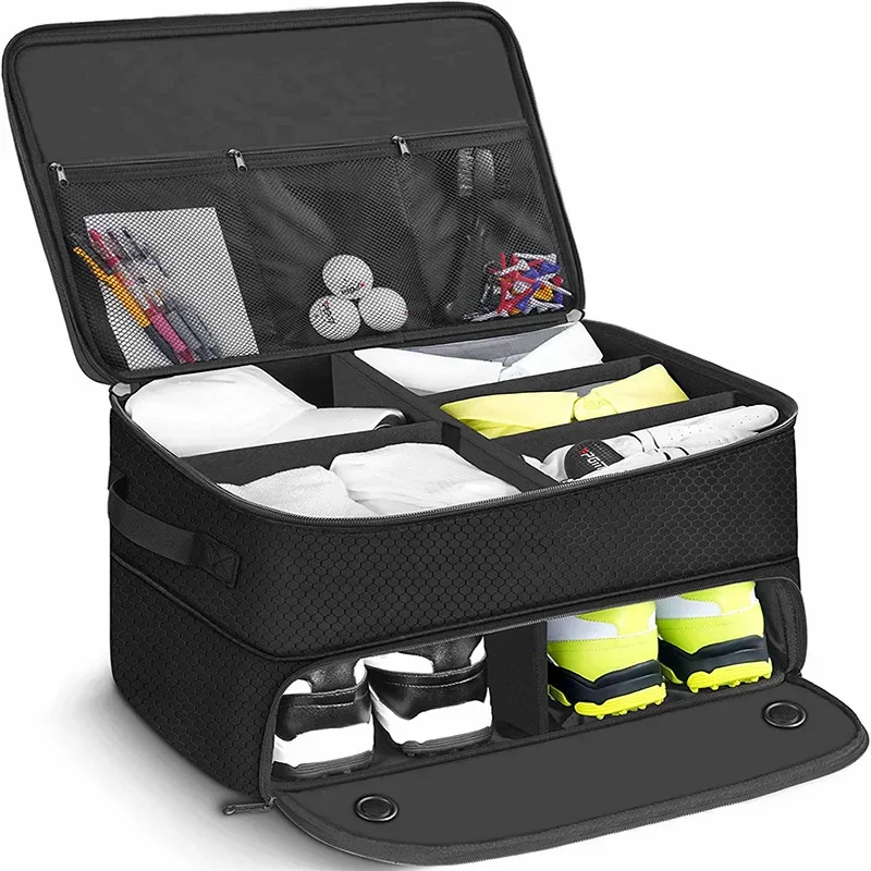 

Golf shoe and hat storage box, golf clothes and shoes, large capacity outdoor folding storage bag