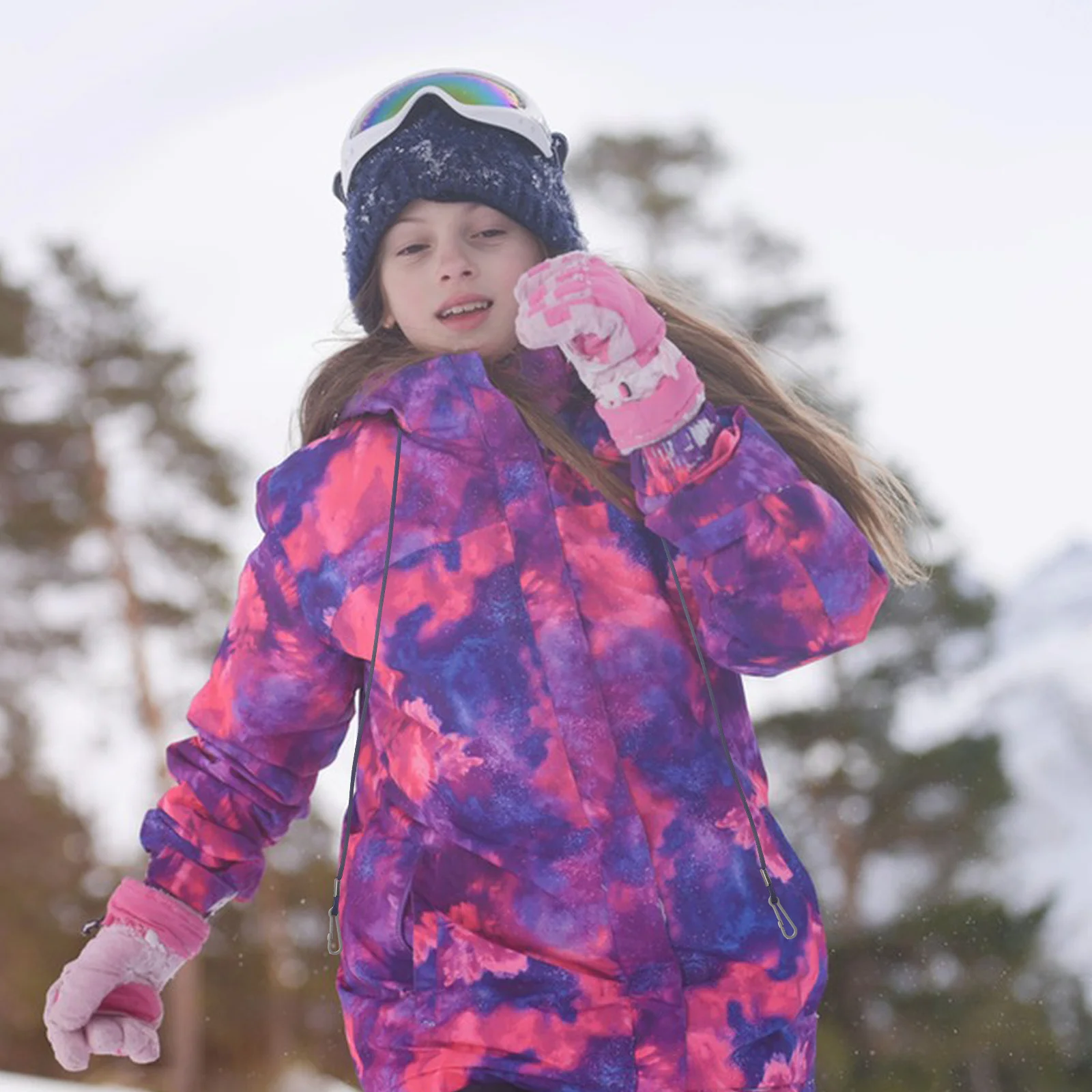 

2pcs Elastic Mitten Clips For Kids Adjustable Glove Holder Winter Anti-Lost Lanyard Ski Gloves Strap Cardigan Shawl Clip Rope