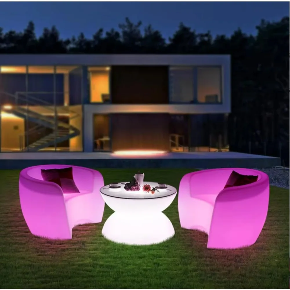 RGB 16-цветный перезаряжаемый PE пластиковый светодиодный барный стул/наборы светодиодных диванов/светодиодная мебель для бара и ночного клуба