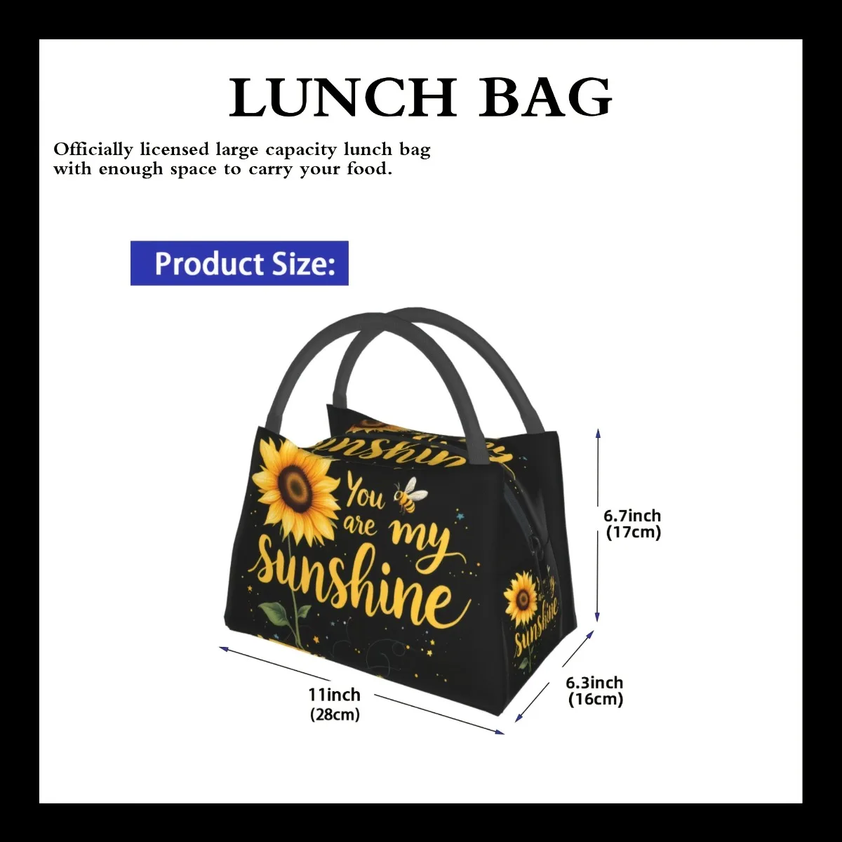 Sunflower Lunch Bag For Woman For Man Adults, Insulated Lunch Tote Lunch Box Container For Work Picnic Or Travel, Beach, Camping