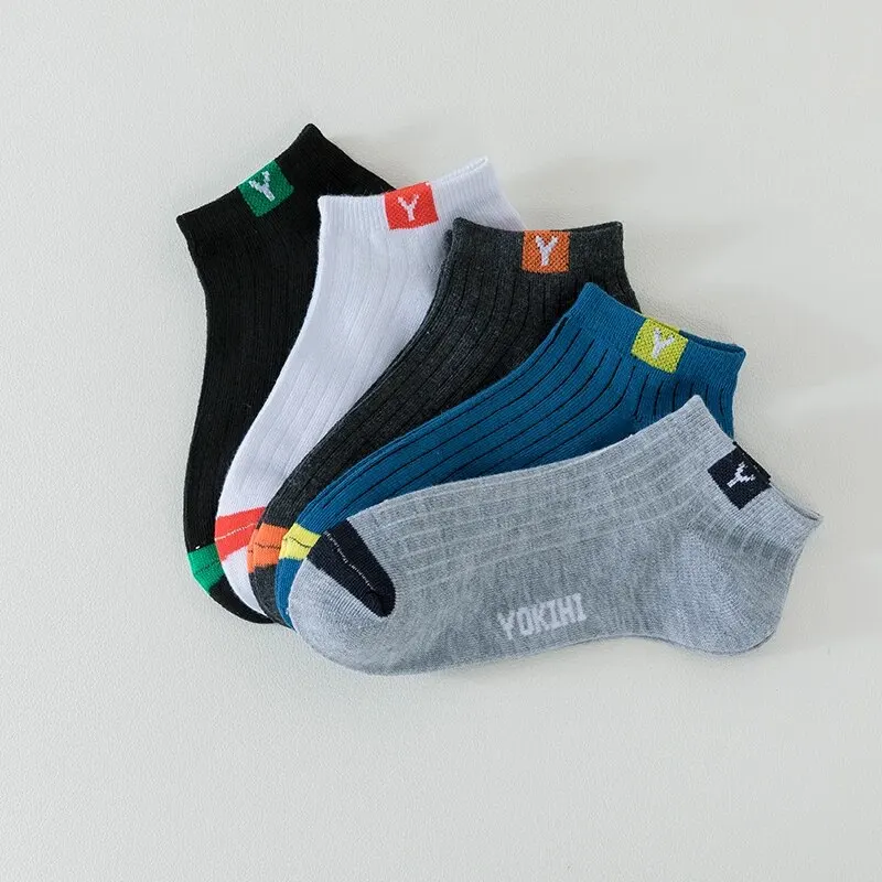 5 paires de chaussettes bateau de printemps pour hommes, pour une Absorption décontractée de la sueur, confortables, légères et respirantes