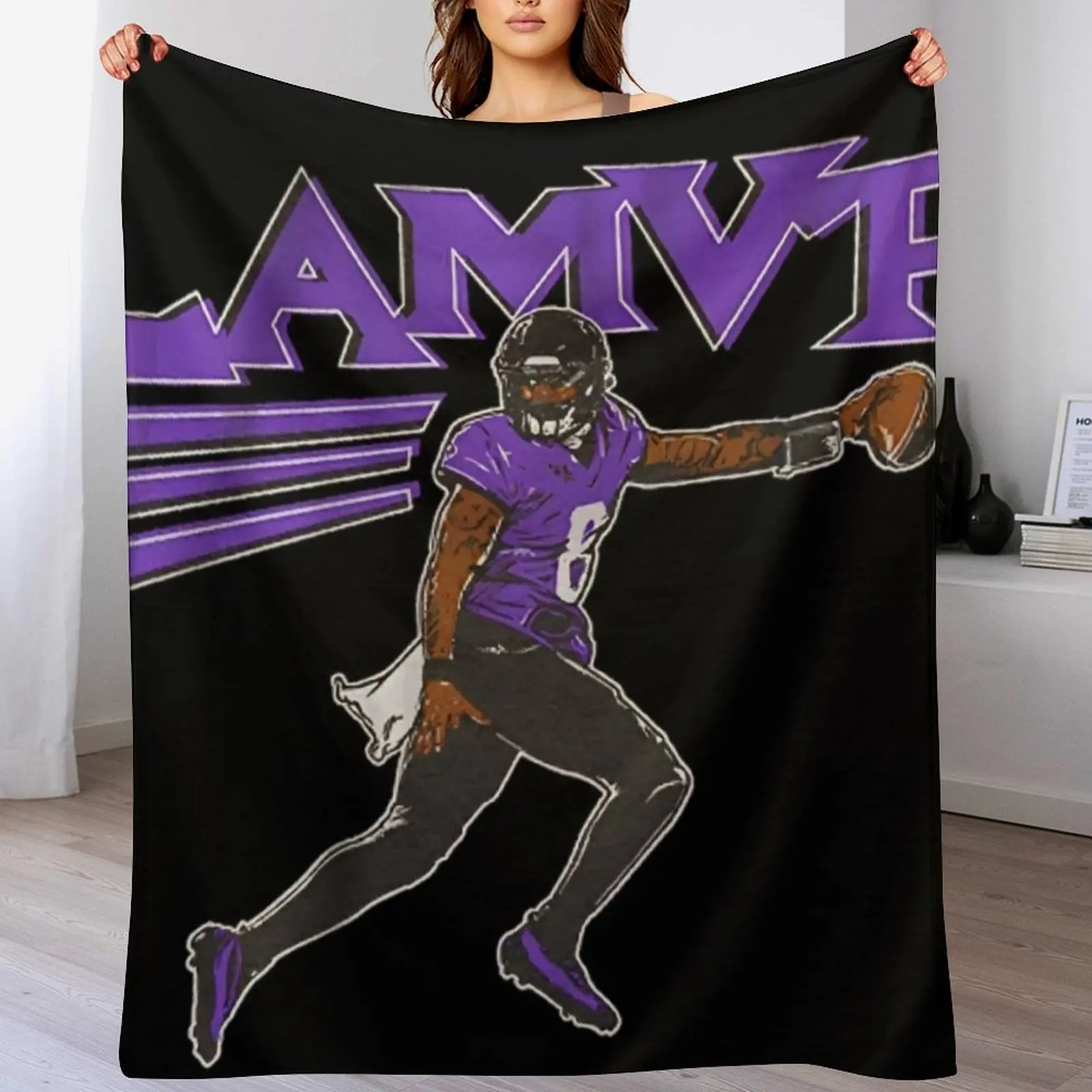 

Lamar Jackson MVP Throw Blanket Flannels Decorative Sofa Blankets