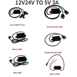 Módulo de fuente de alimentación de CC, convertidor reductor para Mini USB, adaptador Micro USB, macho y hembra para coche, 12V, 24V a 5V, 3a