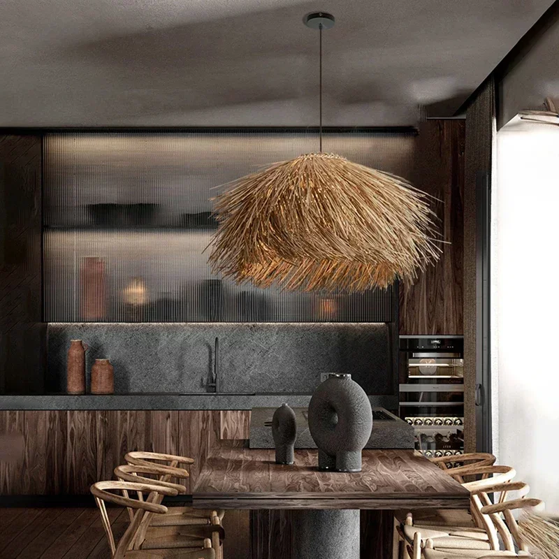 

Japan Style Shop Bar Grass Ceiling Hanging Lamp LED Pendant Light for Living Room Chandelier Loft Decorative Lighting