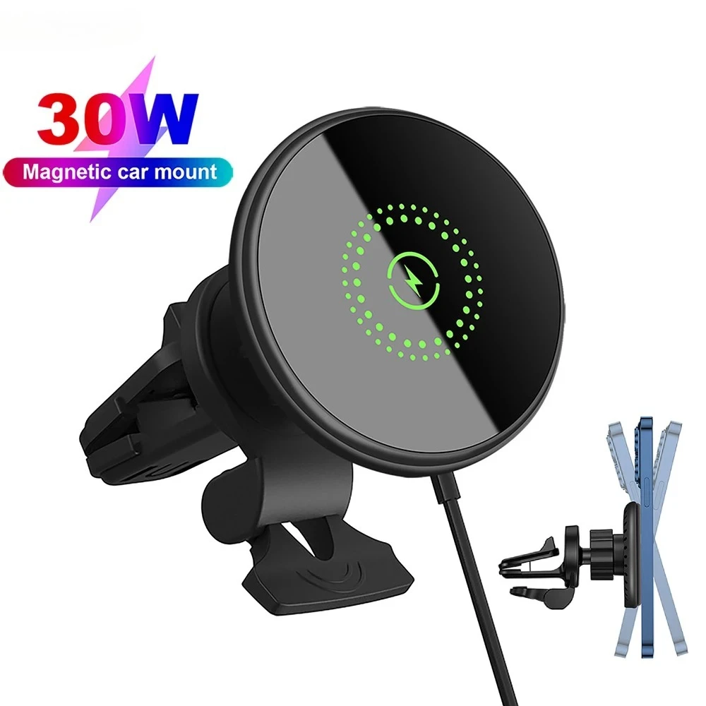Magnetic Car Wireless Charger Phone Holder Stand for iPhone 17 16 15 14 13 12 Pro Max Car Mount Chargers Fast Charging Station
