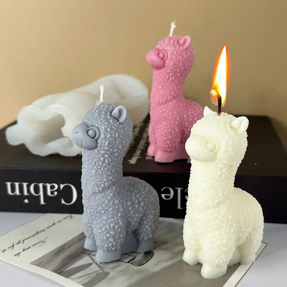 Cute Alpacas Silicone Candle Mold DIY Handmade Scented Candle Soap Molds Resin Plaster Casting Mould Home Decoration Craft Gifts