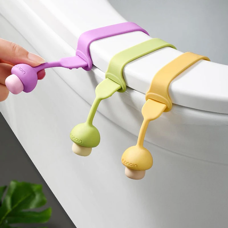 1Pc Silicone Toilet Seat Cover Lid Lifter Mushroom Shape Ring Flapper Handle Holder Household Bathroom WC Accessories