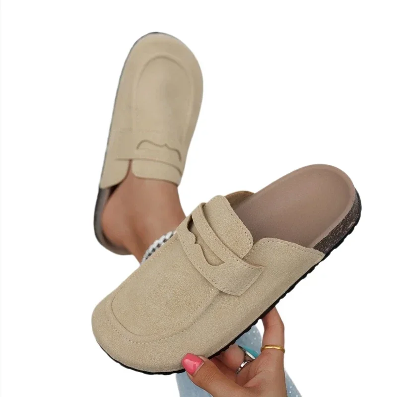 Sommerliche neue runde Zehenpartie, dicke Sohle, bequeme Freizeit-Slipper, modische, heiß begehrte, sexy, elegante Baotou-Slipper für Damen – Detail 3