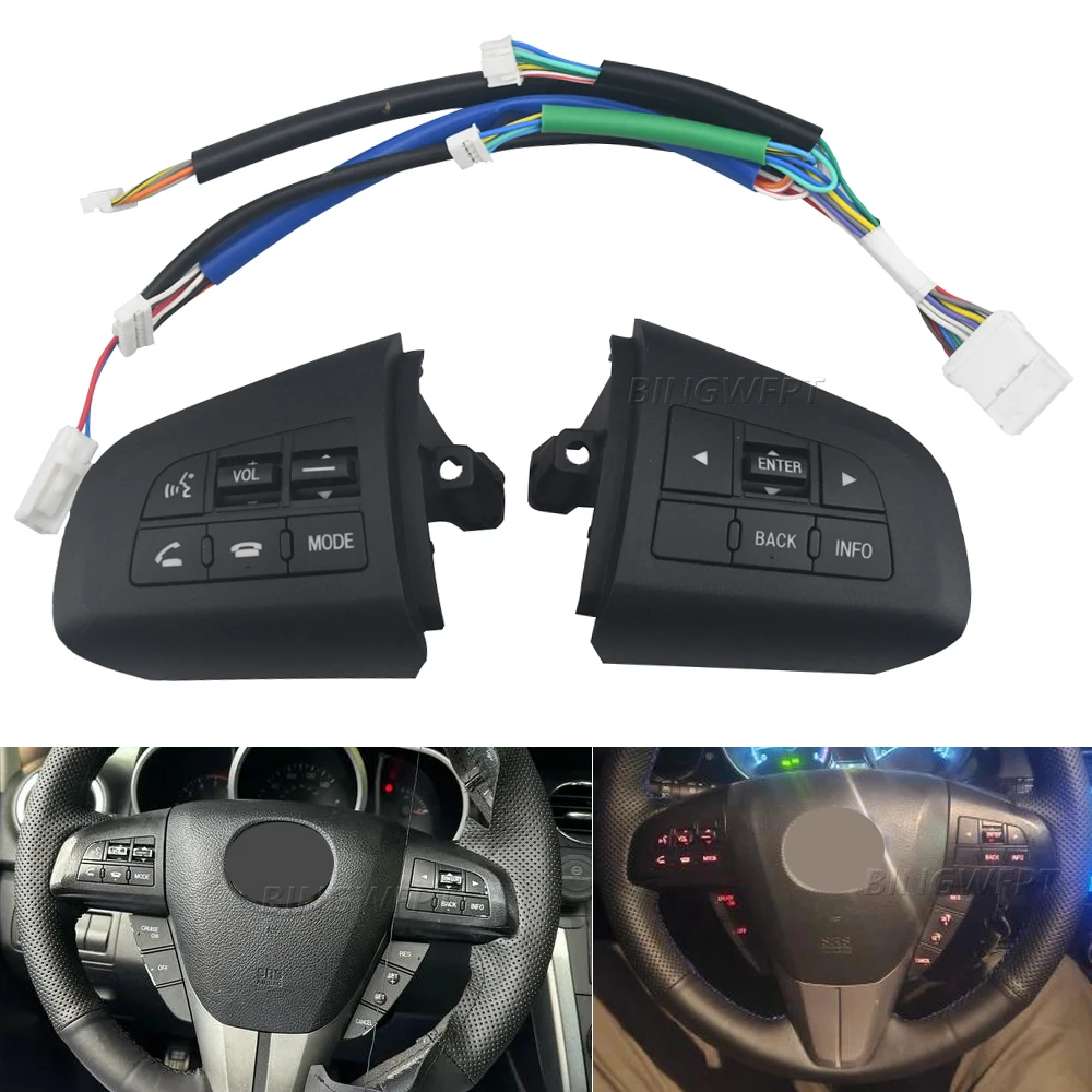 

High Quality Steering Wheel Switch Audio Cruise Control Button For Mazda 3 2011-2015 For Mazda 5 2011-2013 Car Styling