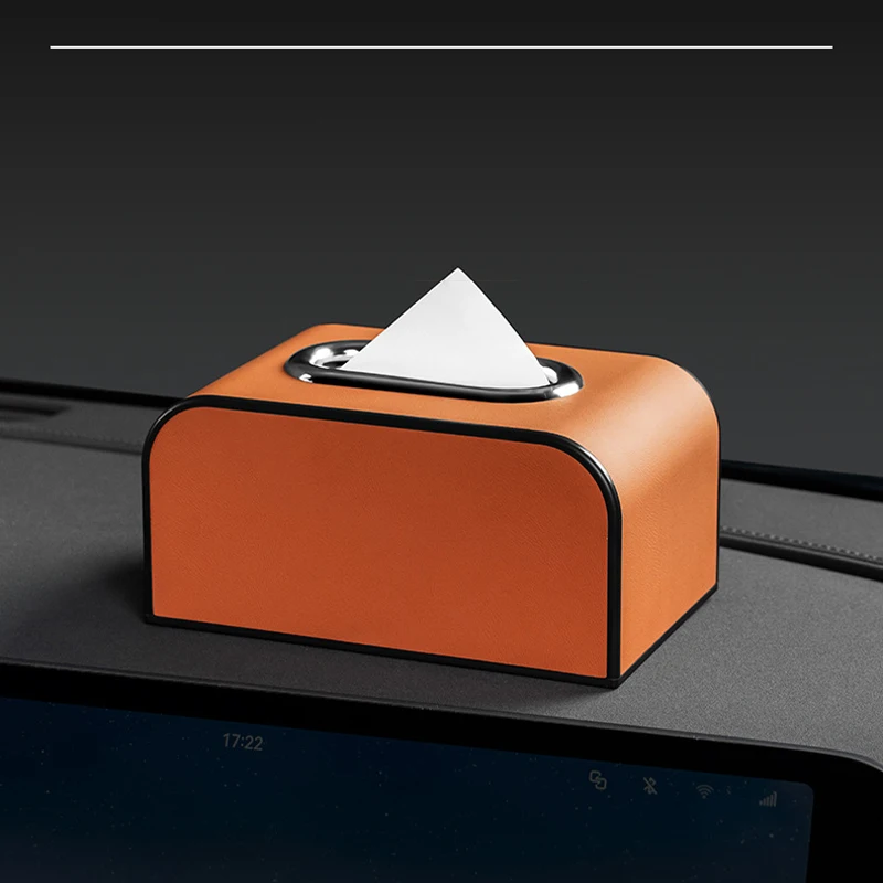 

1pc Car Tissue Holder Box – Leather Auto Napkin Dispenser, Odorless & Easy Installation for Interior