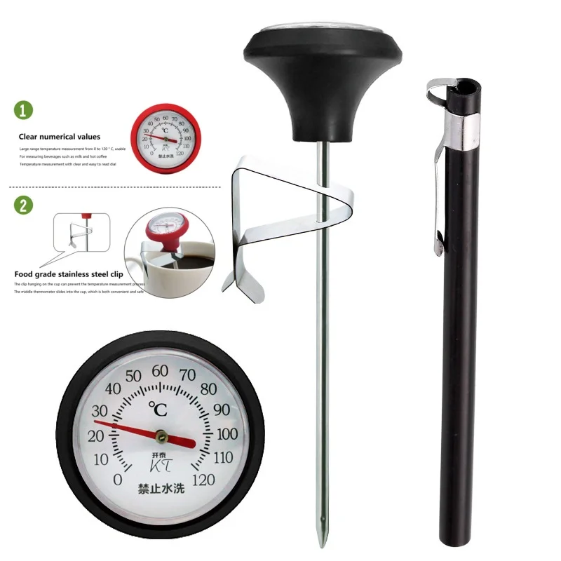 Probe Thermometer Kitchen Tools Cooking Temperature Meter 0~120℃ Milk Coffee Food Meat Gauge Stainless Steel