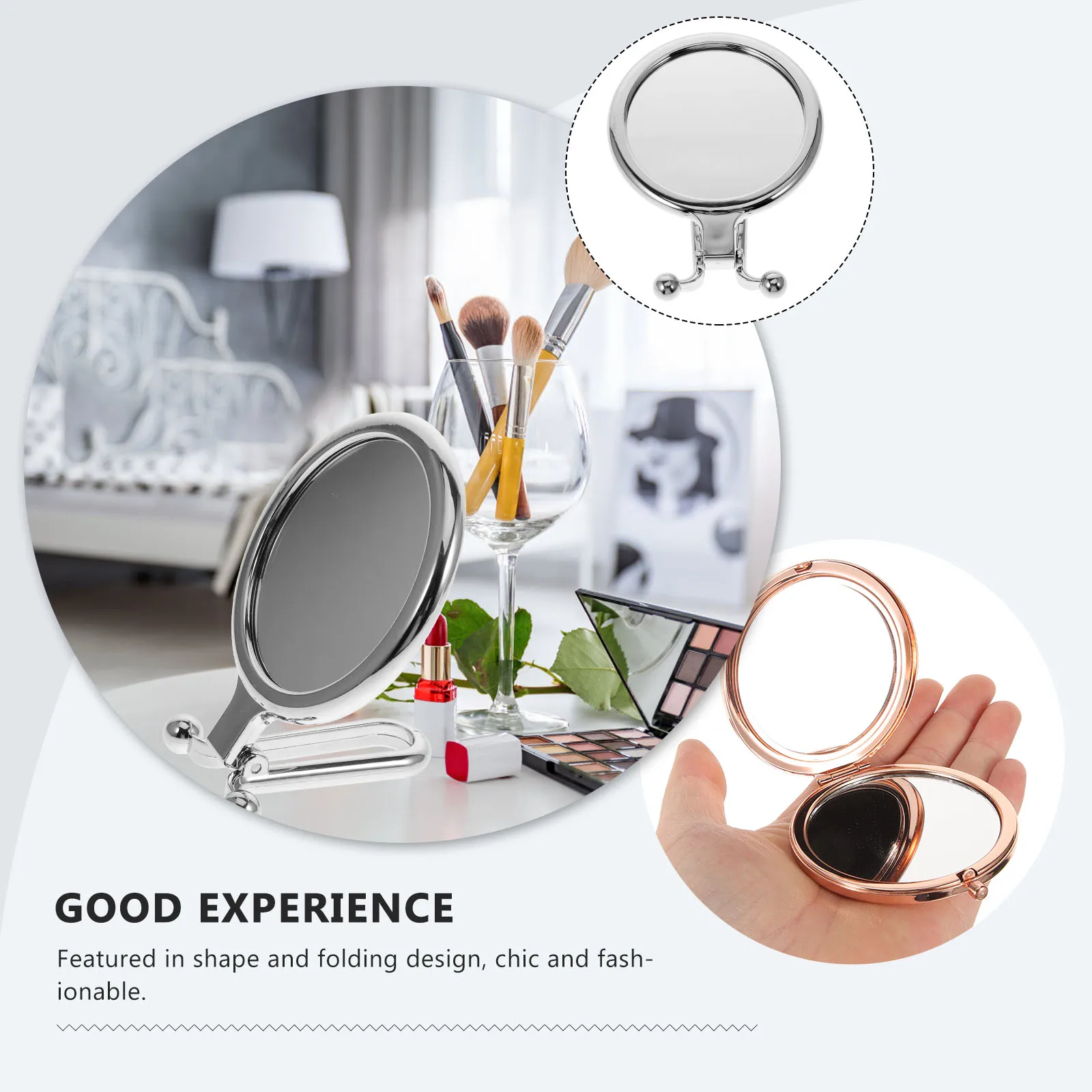 Mini miroir de maquillage pliable, rond, Compact, Portable, léger, réflexion claire, pour retouche sur voyage et maison, 1 pièces