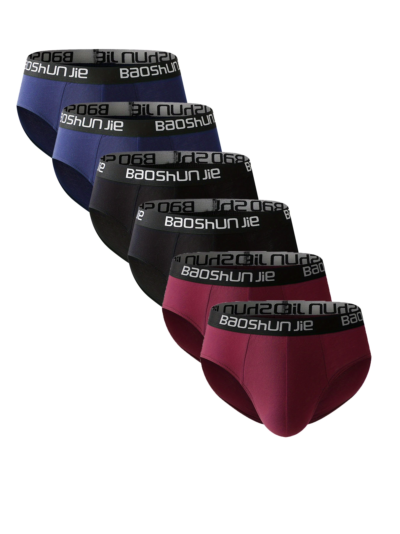 

Мужские трусы из 6 предметов из чистого хлопка — пояс «BAOSHUNJIE», удобный и дышащий комплект нижнего белья