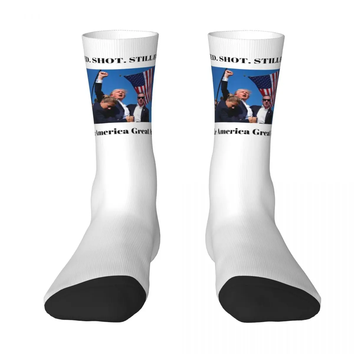 Adults Men Socks Trump ARRESTED. SHOT. STILL FIGHTING MAKE AMERICA GREAT AGAIN Stockings Winter Funny Socks Non Skid Socks