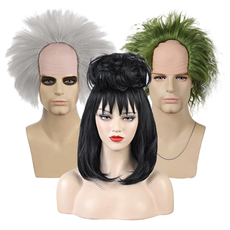 

Multiple Styles Experience the Lydia Deetz Beetle Theme Goth Vibe this Long Straight Black Wig Perfect for Cosplay and Halloween