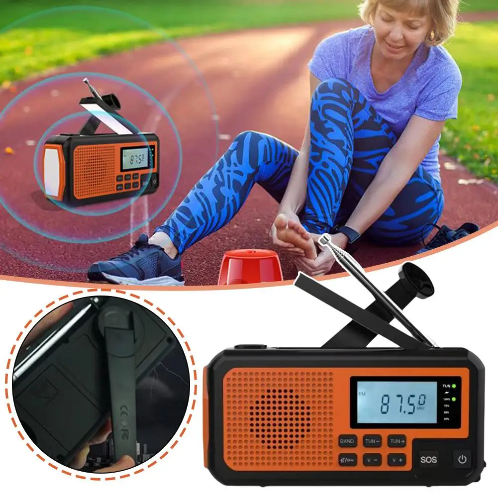 Multifunctional Outdoor Emergency Solar Portable Hand-cranked Radio With Disaster Prevention Reading Light Flashlight