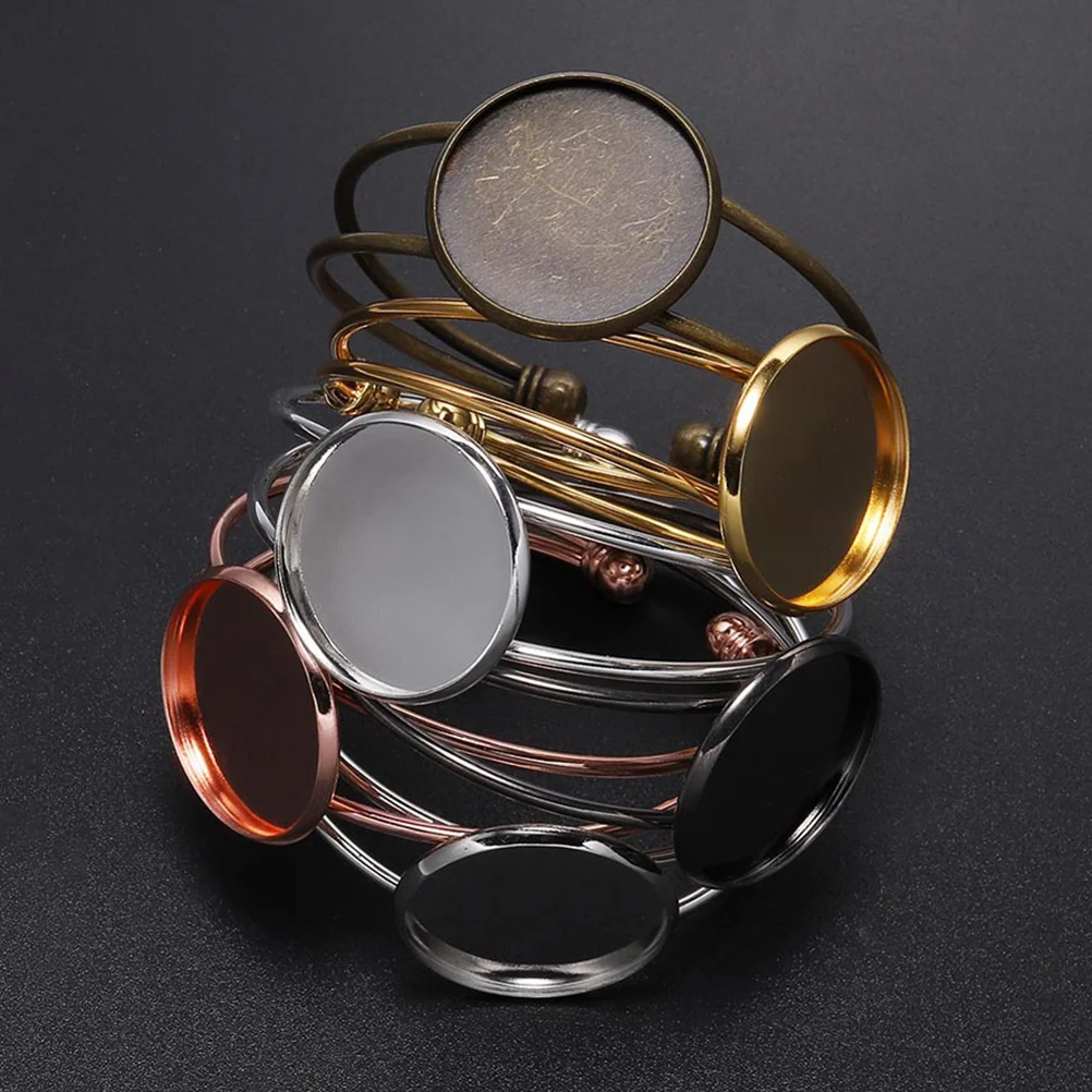 6pcs 18Mm Round Copper Bracelet Base Plates Diy Jewelry Making Resin Cameo Pendant Tray Craft Glass Chain For Women Oval