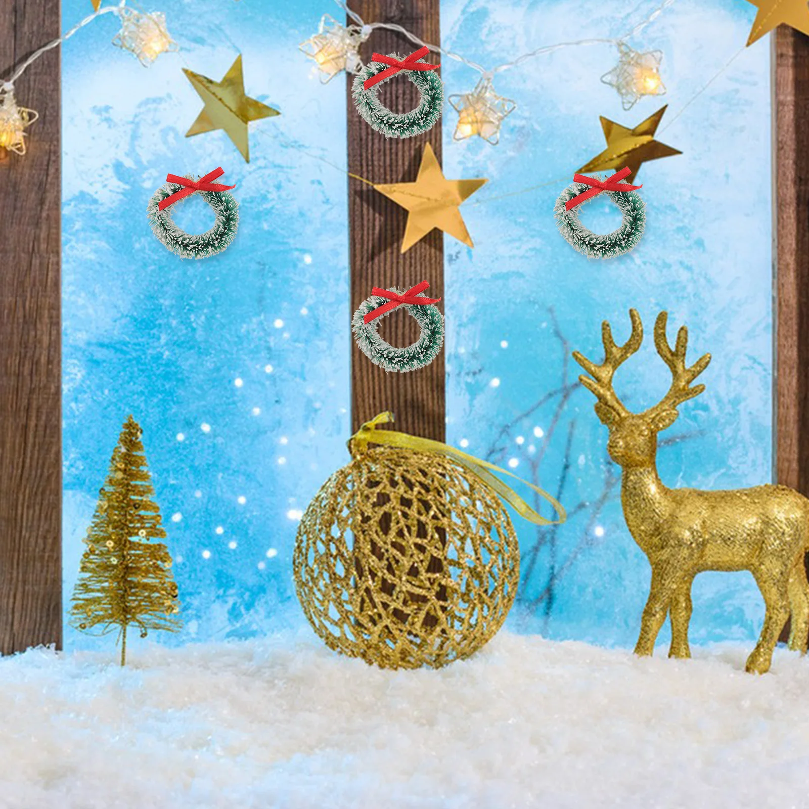 

10 Pcs Mini Garland Hanging Decoration Crystal Ornament Heart Shaped Wire Wreath Frame Gold Tree Ornaments Sisal Silk
