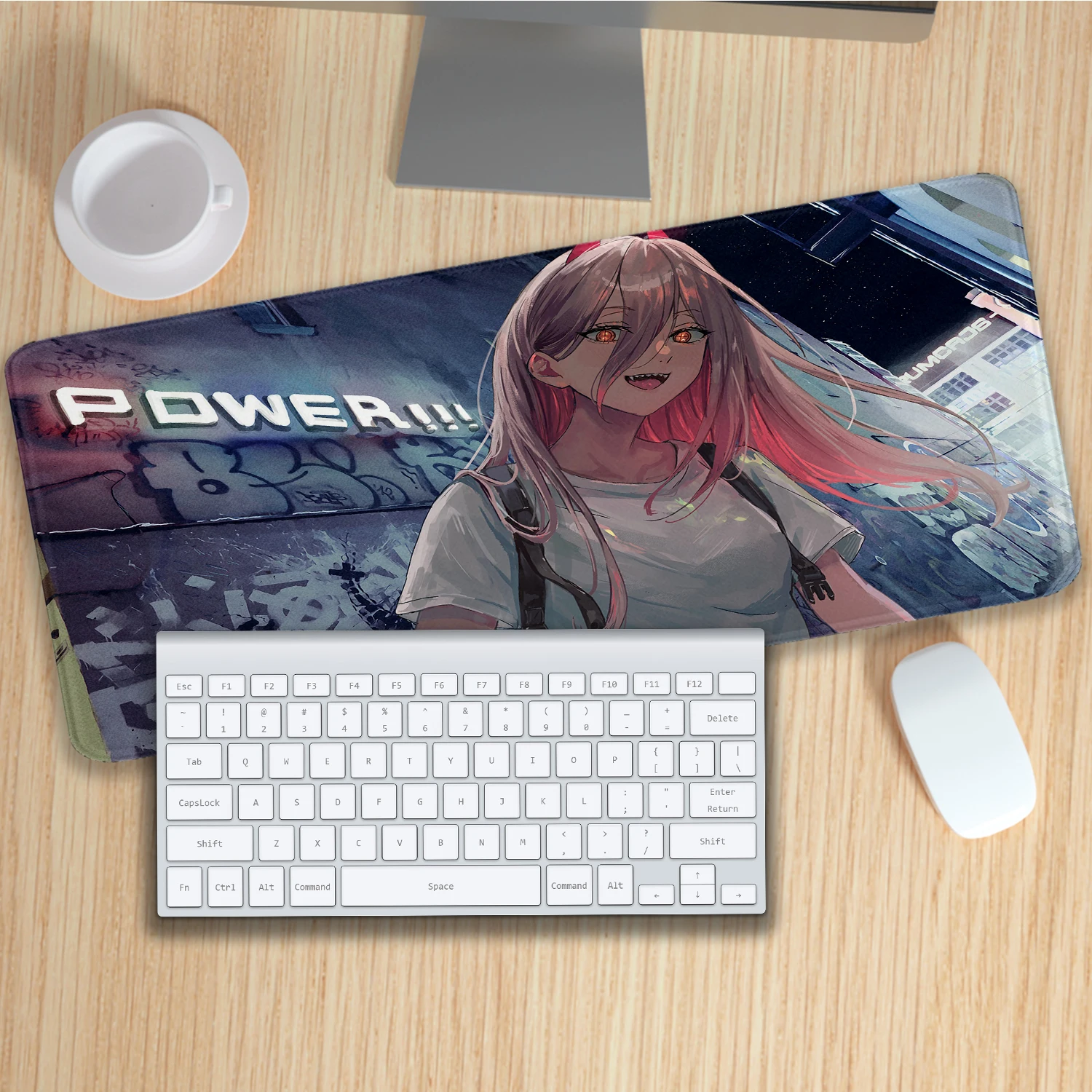 Kwaii Anime Girl Keyboard Pad Chainsaw Man Gaming Mouse Pad Large Desk Mat Pc Accessories Game Mousepad