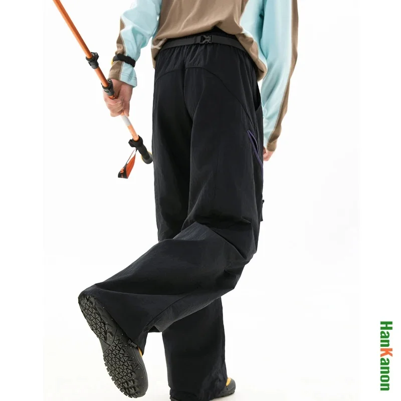 Men's Water-Repellent Outdoor Straight-Leg Pants with Adjustable Cuffs & Contrast Zippers Breathable Durable Windproof  Hiking
