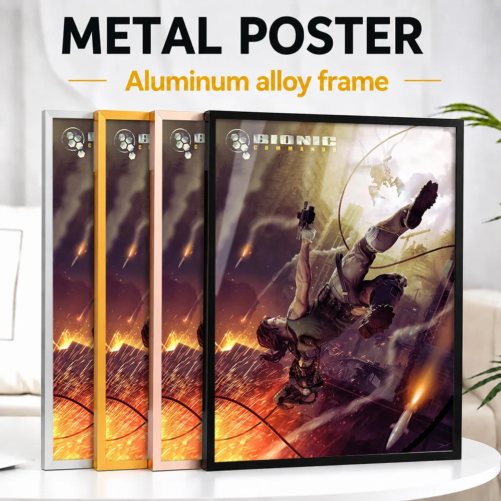 Bionic Commando Action Scene Metal Poster With Aluminum Alloy Frame Personalized Painting Style Wall Art For Creative Studio