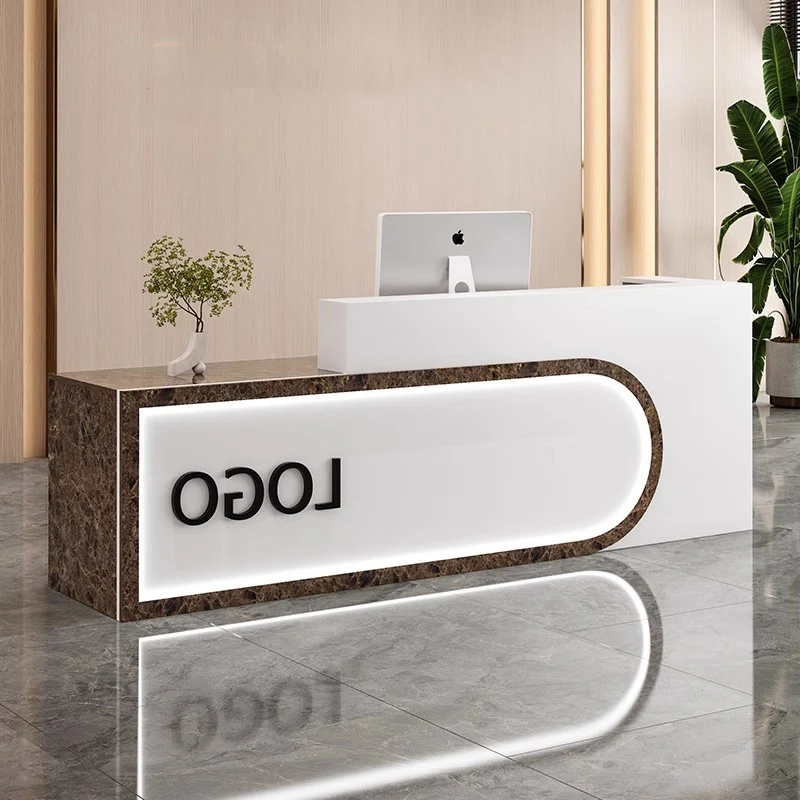

Simple Modern Luxury Reception Desk Counter Beauty Decorations Modern Office Reception Desk Counter Retro Commercial Furniture