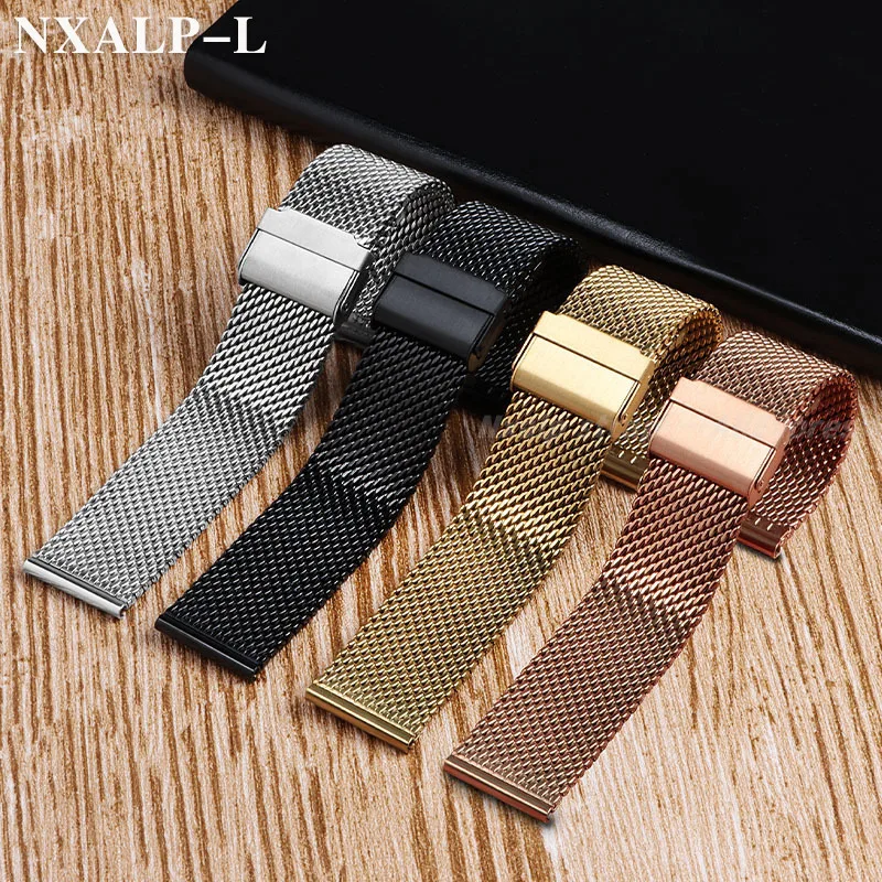 1.0 مللي متر Milanese شبكة حزام ساعة اليد ل أوميغا ل DW حزام الساعات الإفراج السريع الفولاذ المقاوم للصدأ حزام معصمه 18 مللي متر 20 مللي متر 22 مللي متر 24 مللي متر
