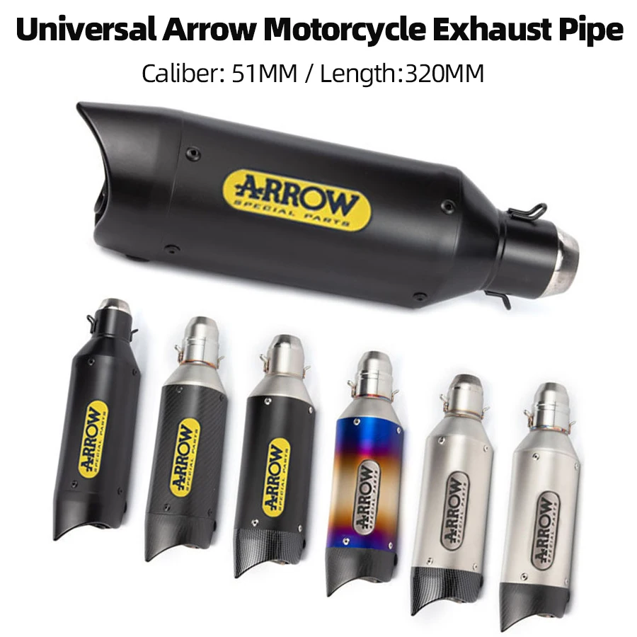 

51MM Universal Carbon Fiber Motorcycle Arrow Exhaust Pipe Muffler for ZX10R GSX750 ER6N CBR500 K8 Motorcycle ETC Exhaust Modify