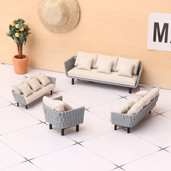 1set Mini Dollhouse Furniture Sofa with Pillow Simulation Miniature Living Room Chairs Kids Pretend Play DIY Doll House Decor
