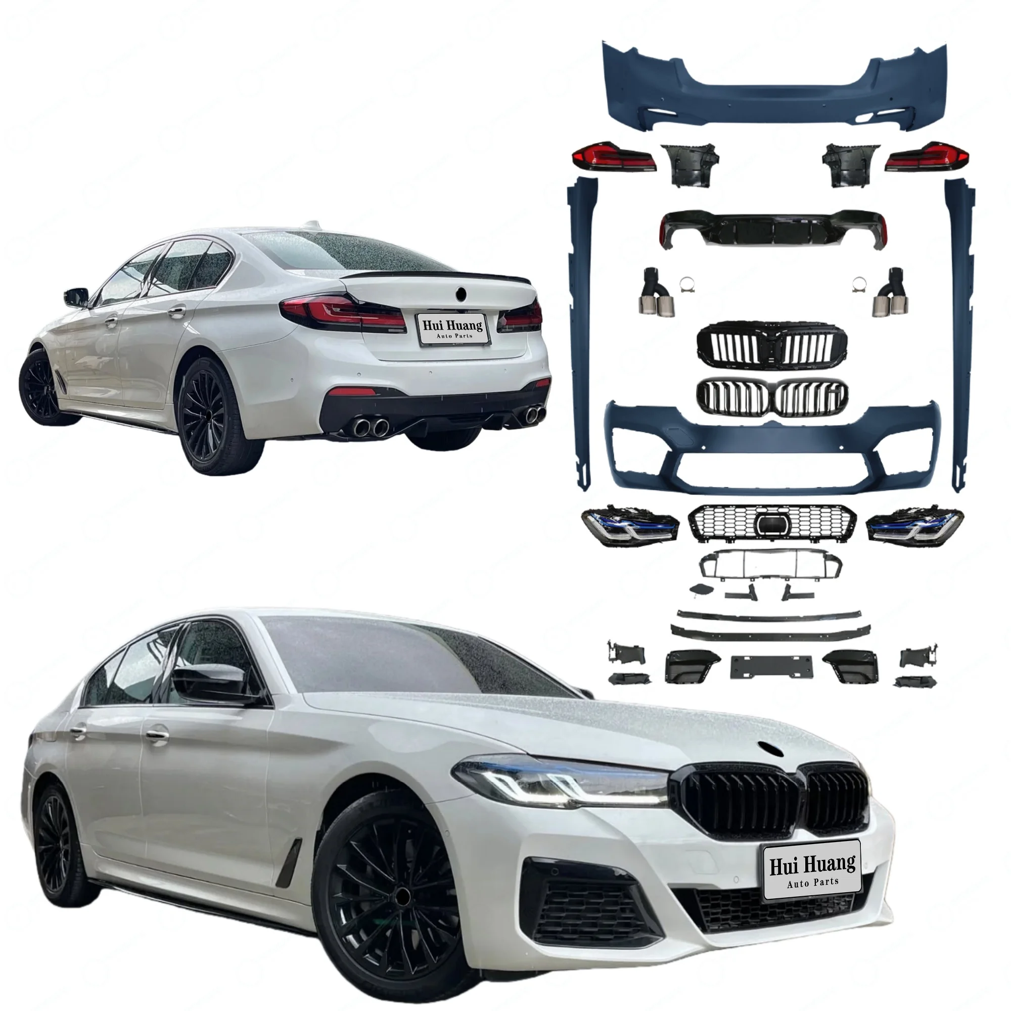 For  2018-2020Y G30/G38 Upgrade to 2021-23Y G30 LCI M5 Car Auto Body Kit Part Bumper Accessories with Lights for  5-Series