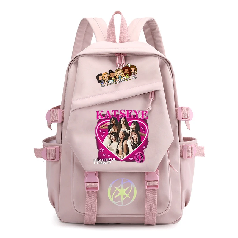 Hot Katseye Students Backpack Katseye Beautiful Chao Print School Bags Boy Girl Teenagers Trend Backpack Women Travel Daypack