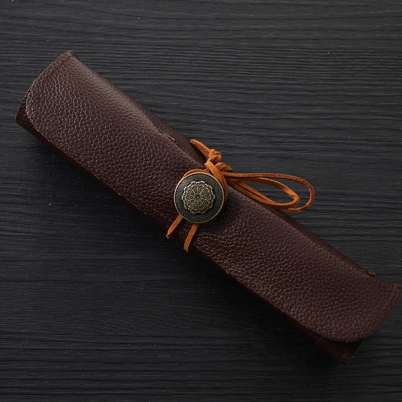 Leather Knife Roll Up Bag Carving Pocket Knives Storage Organizer Tool Pouch