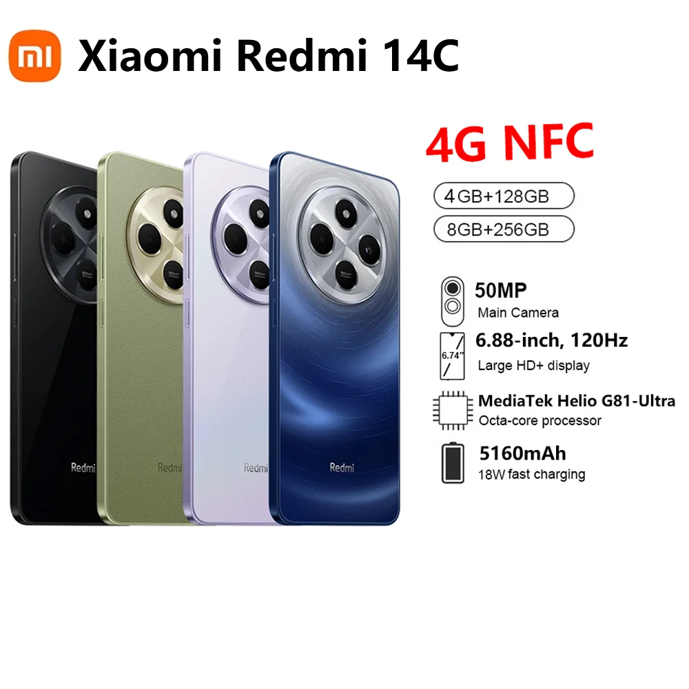 Xiaomi Redmi 14C Smartphone Global Version NFC MTK Helio G81-Ultra 6.88