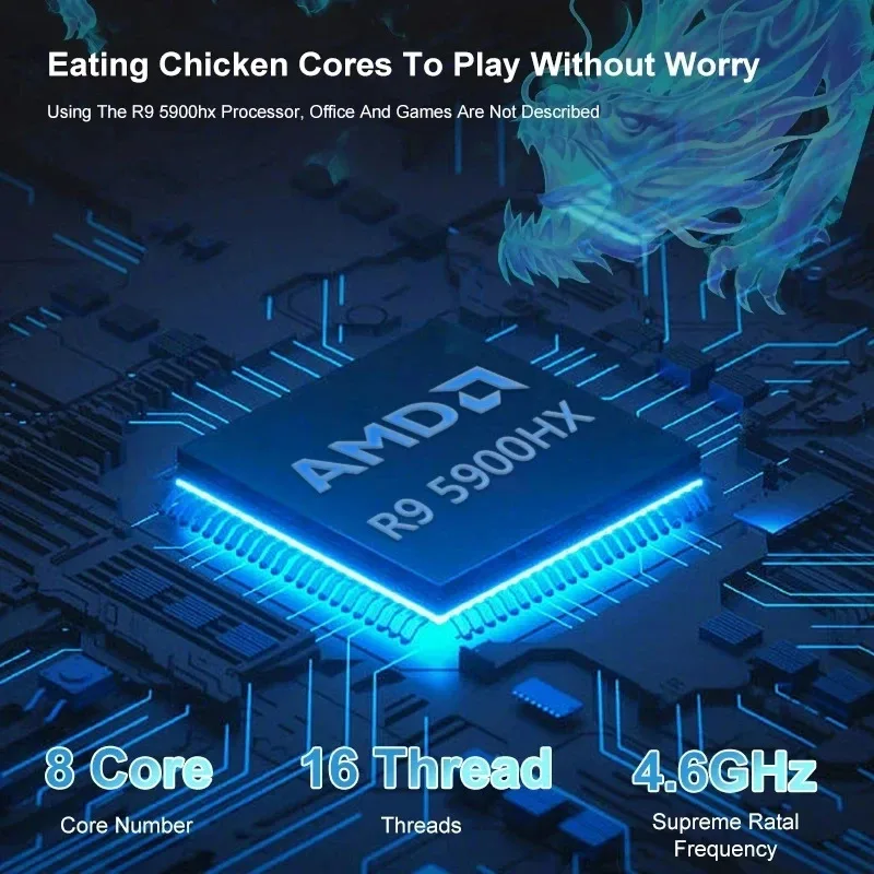 New Mini PC Gamer AMD Ry-zen 7 7730U R9 5900HX Win-dows 11 2xDDR4 2xNVMe Gaming Mini Computer Barebone 8K HTPC WiFi6 BT5.2