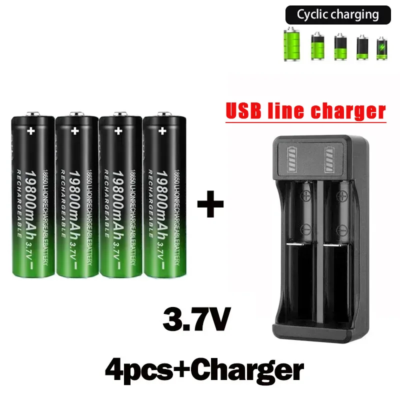 2027 New Bestselling 19800mAh+USB Charger 3.7V 18650 Li-ion Batteries Rechargeable Battery for Remote Control Screwdriver