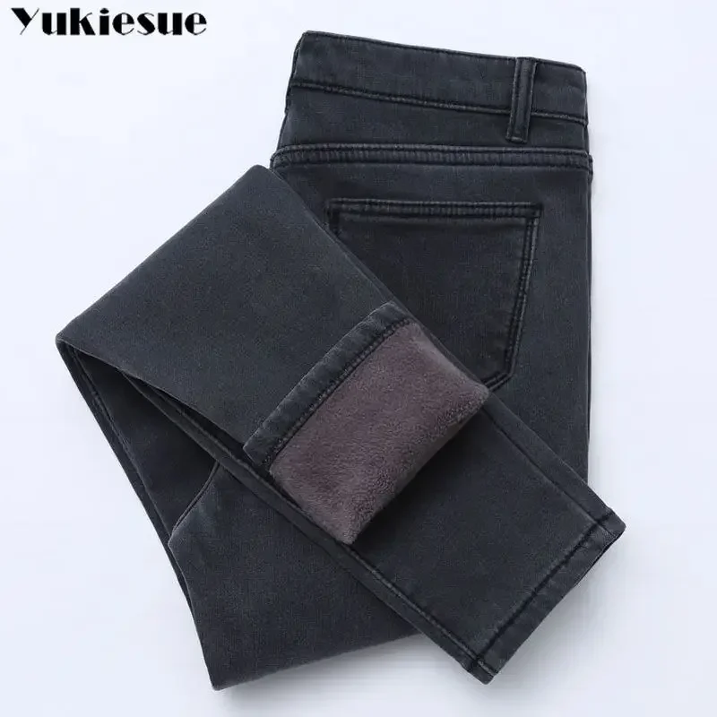 2022 Winter Jeans For Women high Waist Jeans Female Trousers Thickened Jeans clothe Velvet Thick Warm push up mom Jeans woman