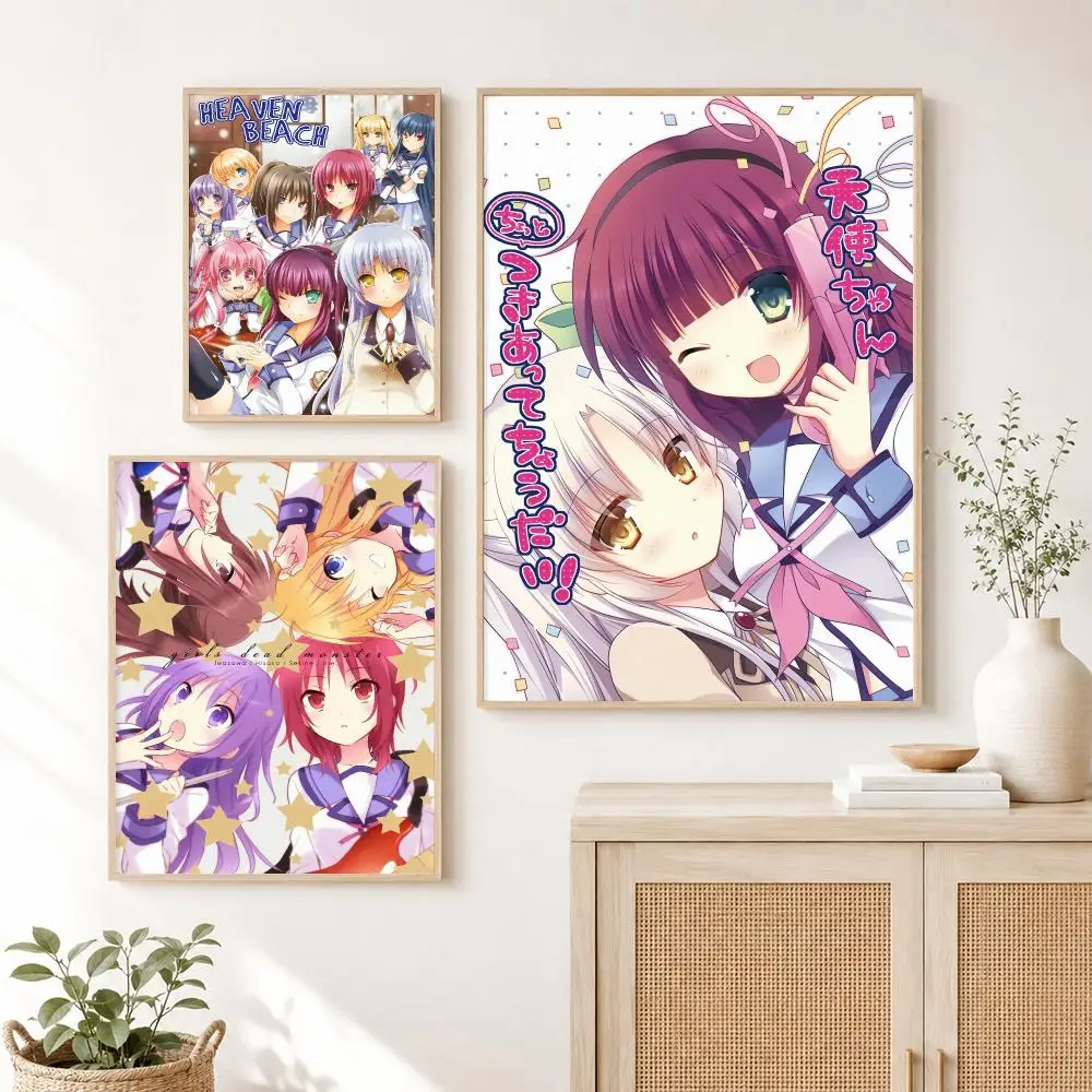 Cute Anime A-Angel Beats Poster Self Adhesive Wall Art Decor for Bedroom Living Room Office Home Decor Gift