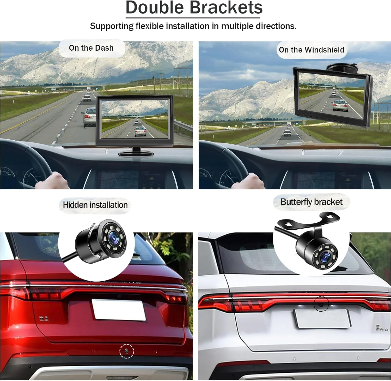 5 Zoll TFT LCD Auto Monitor System 2 Kanäle Rückansicht Monitor mit Kamera 2 Video Eingang 5 Zoll Dashboard Rückansicht Monitor