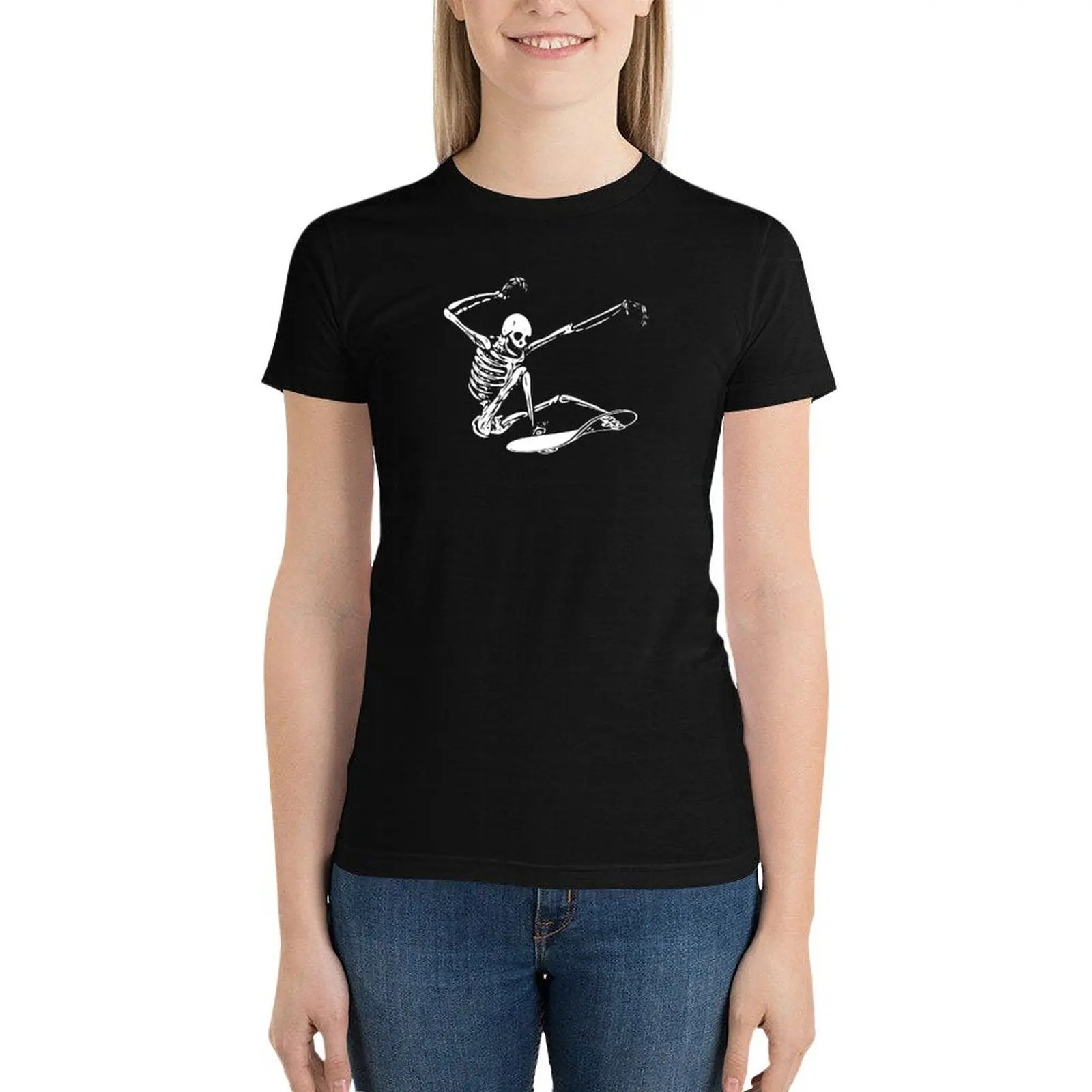 skateboarding skeleton T-Shirt tops lady clothes shirts graphic tees Women clothing