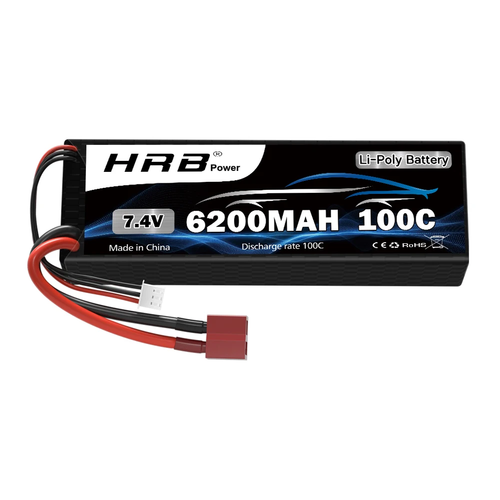 1/2PC HRB 2S Lipo 7.4V 6200mah Auto Batterij 100C met Deans T plug hard case Lipo Voor 1/10 1/12 1/14 RC Auto Vrachtwagen Monster Tanks