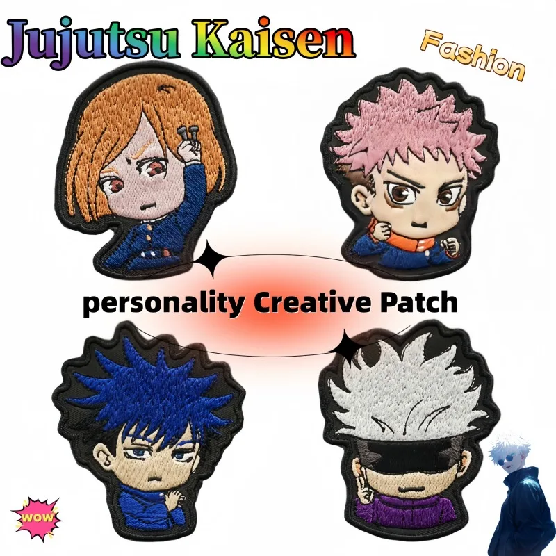 

Jujutsu Kaisen chibi Velcro anime cartoon personalized creative badge embroidered clothing patch suitable for boys and girls