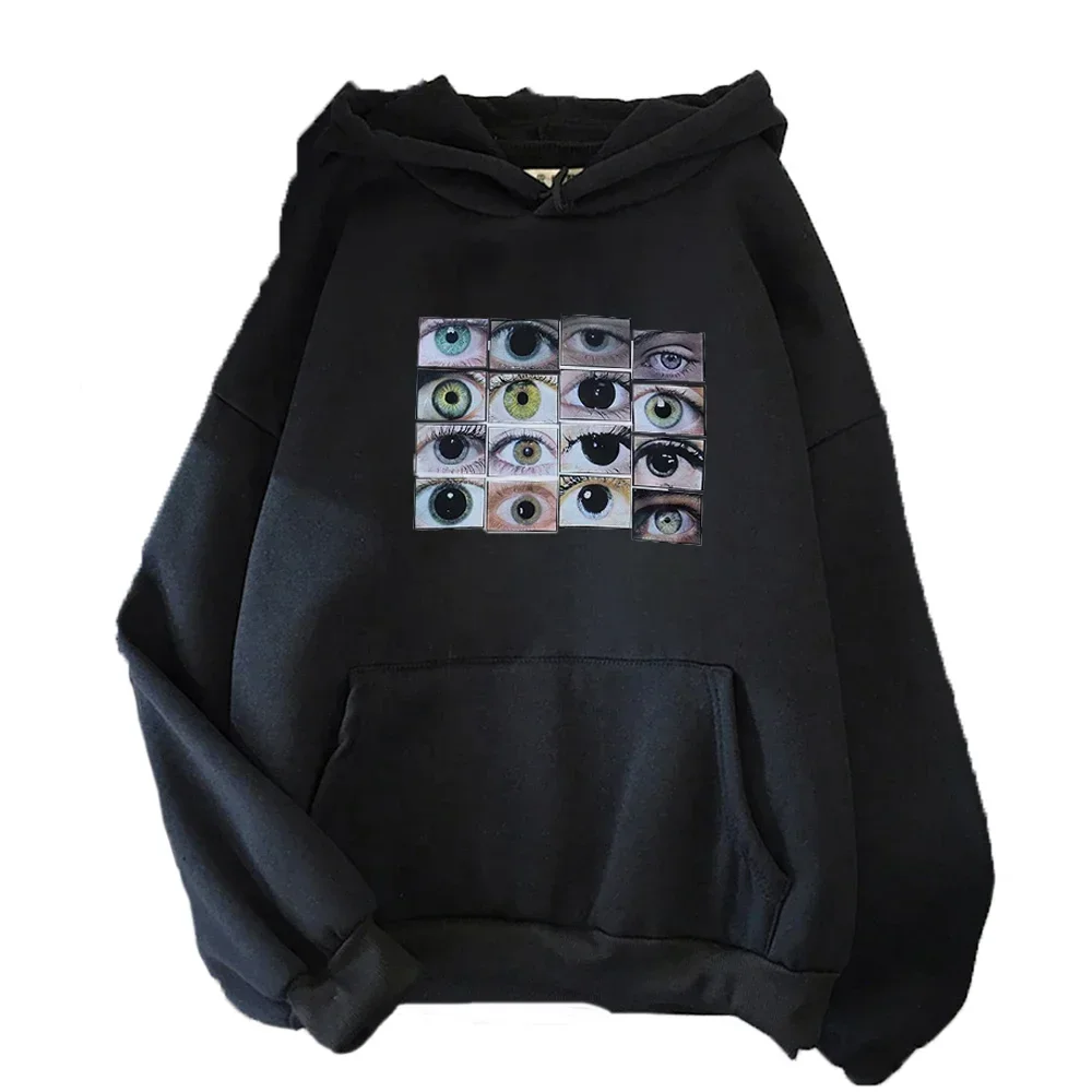 Толстовки с принтом забавных глаз, топы Y2K, эстетичная толстовка в стиле Харадзюку, винтажная уличная одежда, осенние женские повседневные пуловеры, кофты унисекс