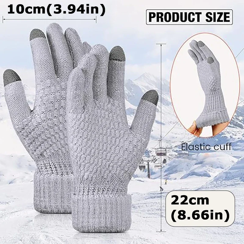 Winter Women's Warm Knitted Gloves with Two Finger Touch Screen for Personalized Clothing Matching, Suitable for Daily Commuting